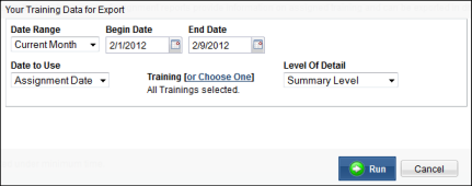 Training Data for Export Report